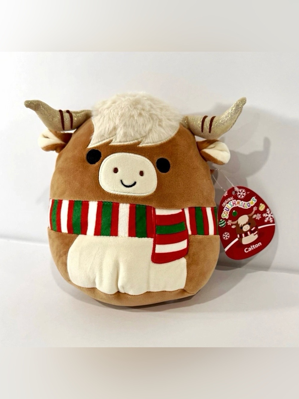 Squishmallows Calton Highland Cow Christmas Plush 8in Brown White 2026